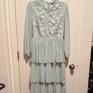 SHEIN Light Blue Floral Maxi Dress